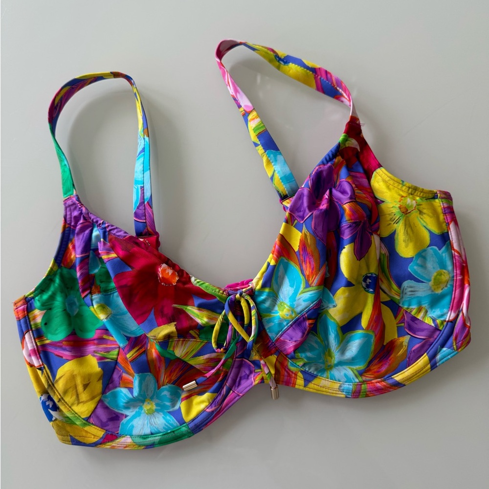 Prima Donna Multicolor Floral Bikini Top - Purple, Green, Yellow, Blue, Red - Picture 3 of 7